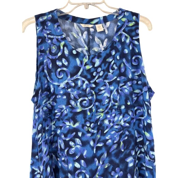 Kaktus Womens Sleeveless Blue Dress With Abstract Leaf Pattern Size M - Picture 4 of 7